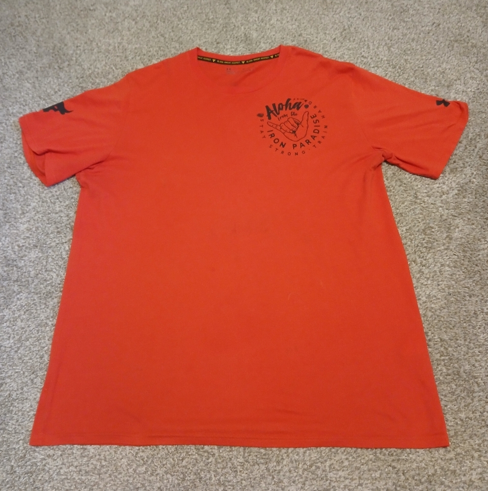 Under Armour Project Rock "Aloha from Iron Paradise" Workout Shirt Men's Size XL